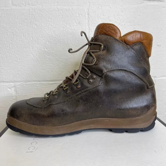Vintage Asolo AFX Men\'s Brown Leather Outdoor Hiking Boots Lace Up Sz 45 1/3 EU main image 12
